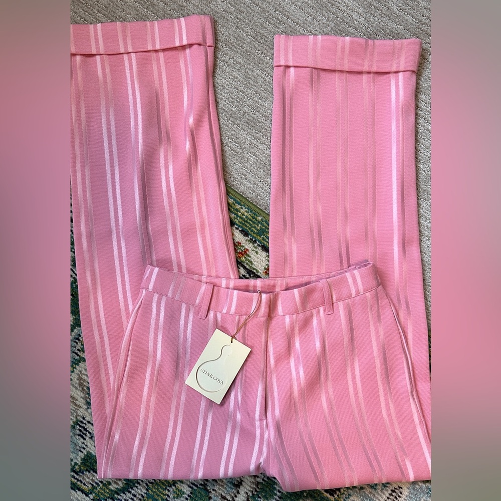 STINE GOYA Pink Striped Trousers